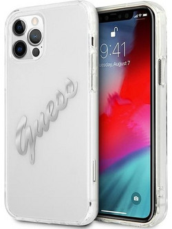 Guess Vintage Script Back Cover Transparent (iPhone 12 / 12 Pro)