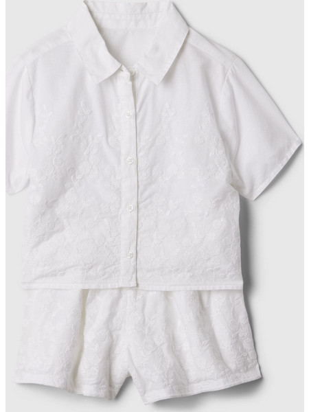 Άσπρο babyGap Κεντημένο Σύνολο Σετ Optic white