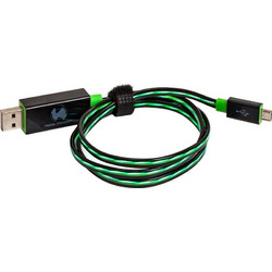 RealPower USB LED Floating Cable USB-A Male to Micro USB 0.75m Green 187656