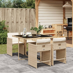 vidaXL Σετ Τραπεζαρία Κήπου Rattan 5τμχ Μπεζ 3277845