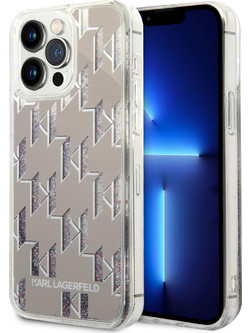 Karl Lagerfeld Liquid Glitter Monogram Back Cover Silver (iPhone 14 Pro Max)