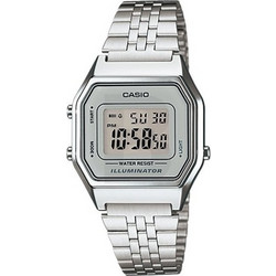 Casio Ψηφιακό Γυναικείο Ρολόι Χρονογράφος με Ασημί Μεταλλικό Μπρασελέ LA-680WA-7DF