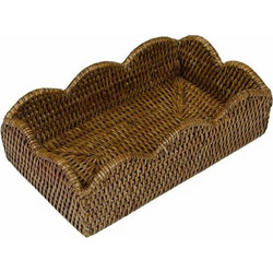Θήκη Για Χαρτοπετσέτες Rattan Guest Room Kαφέ Scalloped Caspari (24x14x6 cm)
