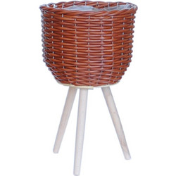 Mastershop Κασπώ Rattan με Πόδια Καφέ 25x22/44
