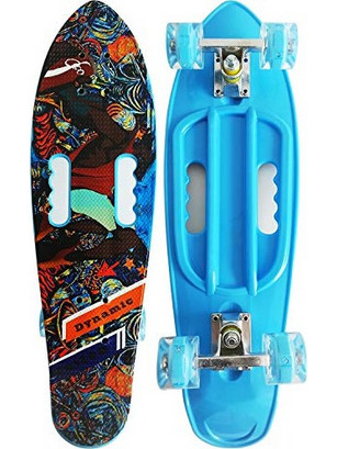 Skate Board Fish Professional Με Flash Στους 4 Τροχους Black and Blue