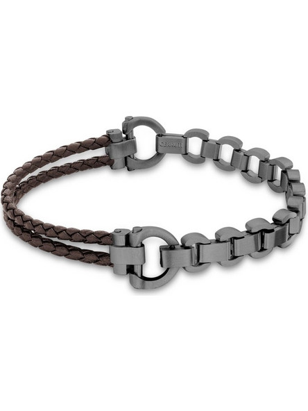 Cerruti Ανδρικό Βραχιόλι από Δέρμα & Ατσάλι Ασημί CIAGB2126604