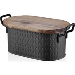 Ψωμιέρα 280TMA3174 22x40x18cm Black Hermia Μέταλλο