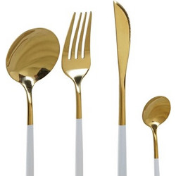 ΜΑΧΑΙΡΟΠΙΡΟΥΝΑ DKD HOME DECOR ΛΕΥΚΟ ΧΡΥΣΟ ΑΝΟΞΕΙΔΩΤΟ ΑΤΣΑΛΙ 4,5 x 2,5 x 20,5 cm 24ΤΕΜ