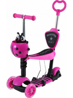 Glider Scooter II 5 in 1 Αναδιπλούμενο Παιδικό Πατίνι Τρίτροχο με Κάθισμα & Φωτάκια Ροζ