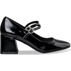Envie Shoes Mary Jane Γόβες Λουστρίνι με Χοντρό Χαμηλό Τακούνι & Μπαρέτα Μαύρες E42-20120-34