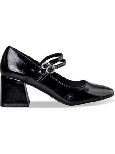 Envie Shoes Mary Jane Γόβες Λουστρίνι με Χοντρό Χαμηλό Τακούνι & Μπαρέτα Μαύρες E42-20120-34