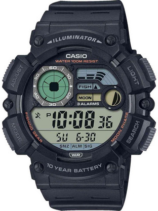Casio Ψηφιακό Ανδρικό Ρολόι Χρονογράφος με Μαύρο Καουτσούκ Λουράκι WS-1500H-1AVEF