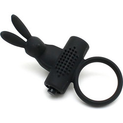 Rimba Bunny Cock Ring Vienna Ελαστικό Δαχτυλίδι Πέους Σιλικόνης με Δόνηση 3cm Μαύρο