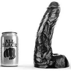 All Black Dong Ρεαλιστικό Dildo με Βεντούζα & Όρχεις 25.5cm Μαύρο