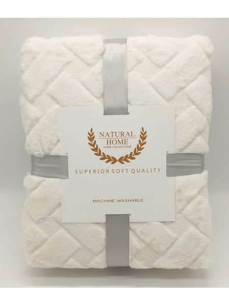 ΚΟΥΒΕΡΤΑ ΜΟΝΗ 160Χ220 ΓΟΥΝΑ NATURAL HOME ΛΕΥΚΟ