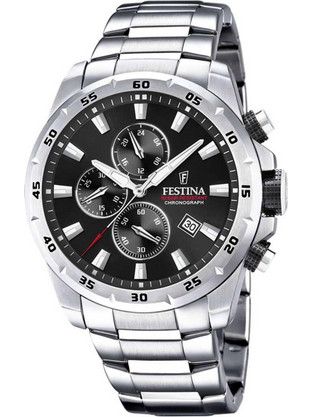 Festina Ανδρικό Ρολόι Χρονογράφος με Ασημί Μεταλλικό Μπρασελέ F20463/4