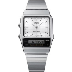 Casio Vintage Ανδρικό Ρολόι Χρονογράφος με Ασημί Μεταλλικό Μπρασελέ AQ-800E-7AEF