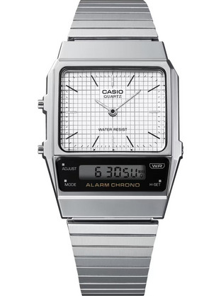 Casio Vintage Ανδρικό Ρολόι Χρονογράφος με Ασημί Μεταλλικό Μπρασελέ AQ-800E-7AEF