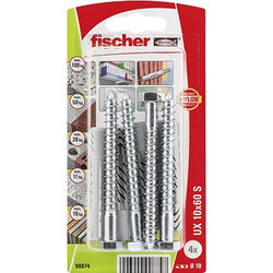 FISCHER 90874 ΝΑΙΛΟΝ ΒΥΣΜΑ & ΒΙΔΑ ΣΕ BLISTER NV UX 10 x 60 mm S K (ΣΥΣΚ. 4 ΤΕΜ.)