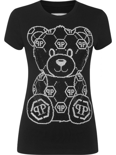PHILIPP PLEIN T-SHIRT SEXY PURE TEDDY BEAR ΣΤΡΑΣ ΜΑΥΡΟ