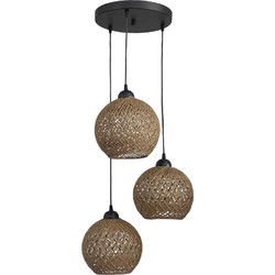 Heronia Lighting Κρεμαστό Φωτιστικό Οροφής με Σχοινί Τρίφωτο E27 Μαύρο 31-1210