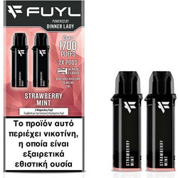 Dinner Lady Strawberry Mint Fuyl Disposable Prefilled Pods 20mg 850 Puffs (Φράουλα & Μέντα) (2 τεμ.)