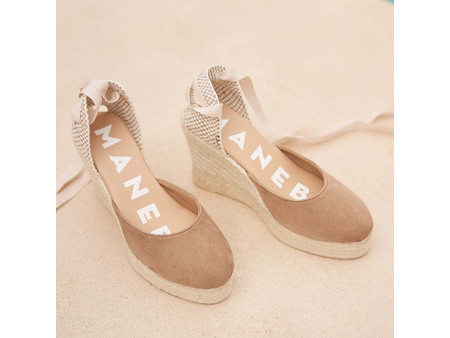 Manebi Hamptons Wedge Espadrilles Taupe