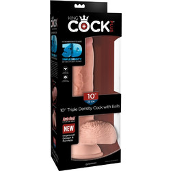 Pipedream King Cock Plus 10" Triple Density Ρεαλιστικό Dildo με Βεντούζα & Όρχεις 26cm Flesh