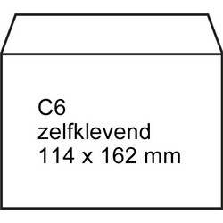Λευκός Αυτοκόλλητος Φάκελος 123ink C6, 114mm x 162mm (συσκευασία 25)