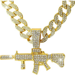 Ghetto Hip Hop Long Gun Shape Pendant Necklace