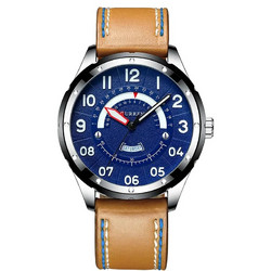 Curren Ανδρικό Ρολόι με Καφέ Δερμάτινο Λουράκι 8267 Blue