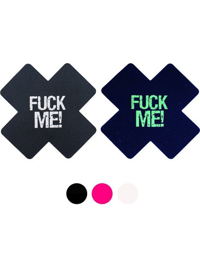 FUCK ME Nipple Stickers Black
