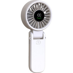 Techsuit - Premium Mini Hand Fan (A10) - With Led Digital Display, USB-C Rechargeable, 100 Wind Speeds, 5400RPm - White