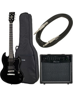 Harley Benton DC-200 Student Series Bundle Ηλεκτρική Κιθάρα Double Cut με HH Μαγνήτες και Ταστιέρα Maple Black