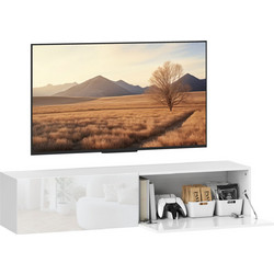 HOMCOM Κινητή Βάση TV με 2 Ντουλάπια για Οθόνες 45"-65" 140x33x29.8 cm, Λευκό 83B-385V00WT