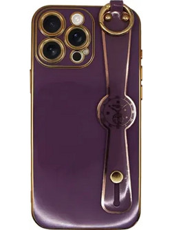 Vivid Silicone Case Wrist Strap Holder Back Cover Purple (iPhone 16 Pro Max)