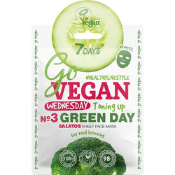 7Days Go Vegan Green Day For Real Bunnies Sheet Μάσκα Προσώπου για Ενυδάτωση & Αντιγήρανση με Πράσινο Τσάι 25gr