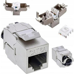 Μονάδα Keystone Με Βύσμα RJ45 Cat.6A Χωρίς εργαλεία Από ανοξείδωτο Ατσάλι, 3.8x2.4x1.7 cm