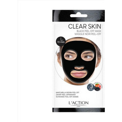 L'Action Peel-Off Μαύρη Μάσκα Προσώπου για Καθαρισμό & Μαύρα Στίγματα με Άνθρακα 3x6gr