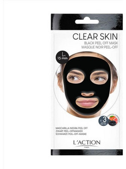 L'Action Peel-Off Μαύρη Μάσκα Προσώπου για Καθαρισμό & Μαύρα Στίγματα με Άνθρακα 3x6gr