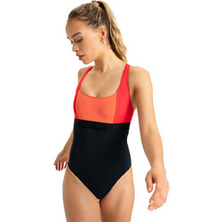 Roxy Active Colorblock Ολόσωμο Μαγιό Μαύρο Πορτοκαλί ERJX103711