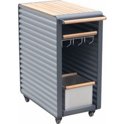 Τρόλλεϋ Σερβιρίσματος Airport 01-00-1474 76,5x40x88cm Grey-Natural Higold Ξύλο,Αλουμίνιο