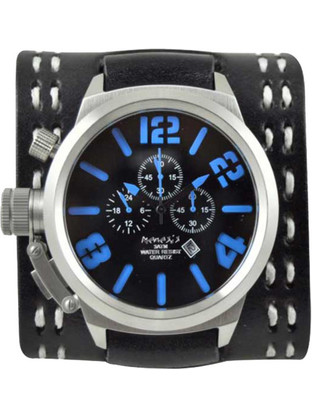 Nemesis Limited Edition Ανδρικό Ρολόι Χρονογράφος με Μαύρο Δερμάτινο Λουράκι KHD088ΚL