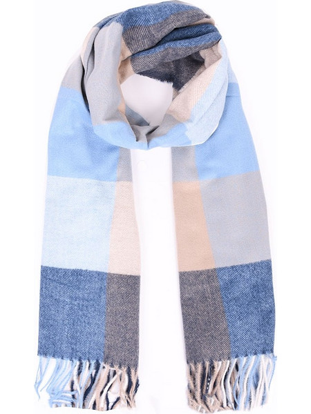 Γυναικεία πασμίνα καρό viscose/wool Μπλε
