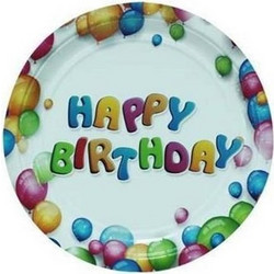 LUNA Πιάτα Χάρτινα Happy Birthday Για Party 23εκ. 6Τεμ