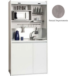 Πολυκουζίνα mini kitchen 105cm OFFICE απόχρωση πατητή τσιμεντοκονία με ψυγείο χωρίς φούρνο για ξενώνες, γραφεία & φοιτητικά studio