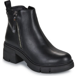Refresh Γυναικεία Μποτάκια Μαύρα με Χοντρό Χαμηλό Τακούνι 171054