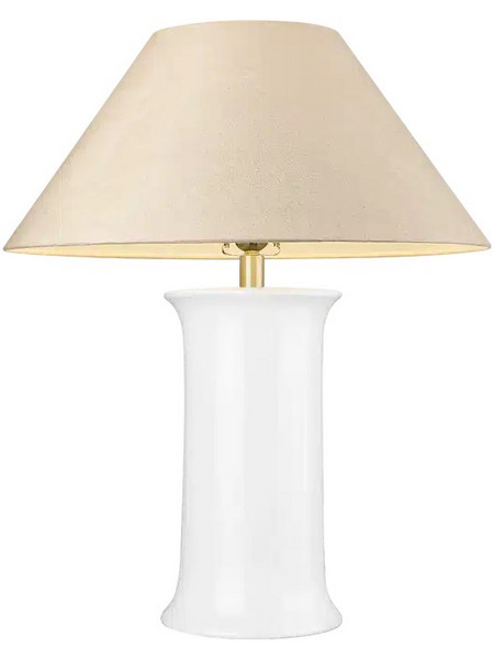 Επιτραπέζιο Φωτιστικό MONROE T01869BR-WH Λευκό Κεραμικό με Brushed Brass & Λευκό Αμπαζούρ 65 εκ Άσπρο Ορείχαλκος