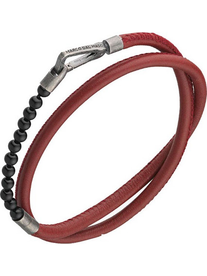 Marco Dal Maso Lash 4mm Βραχιόλι Beaded Onyx & Red Leather AGBR0130-03BVPR1-M