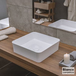 Bianco York Επικαθήμενος Νιπτήρας Μπάνιου Πορσελάνης 38.5x38.5cm Λευκός 528-34770-300